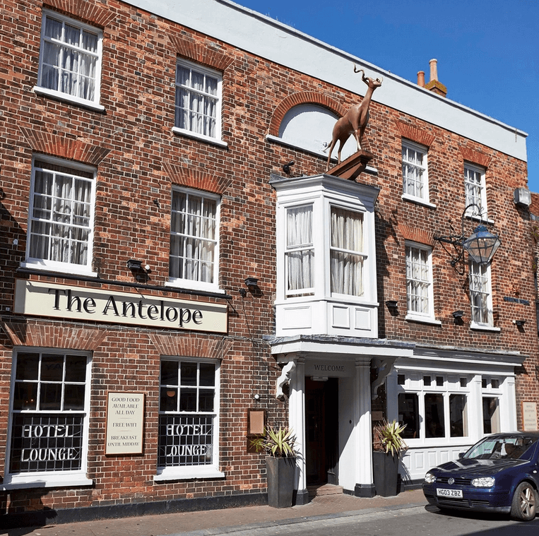 Exterior photo of The Antelope Pub.